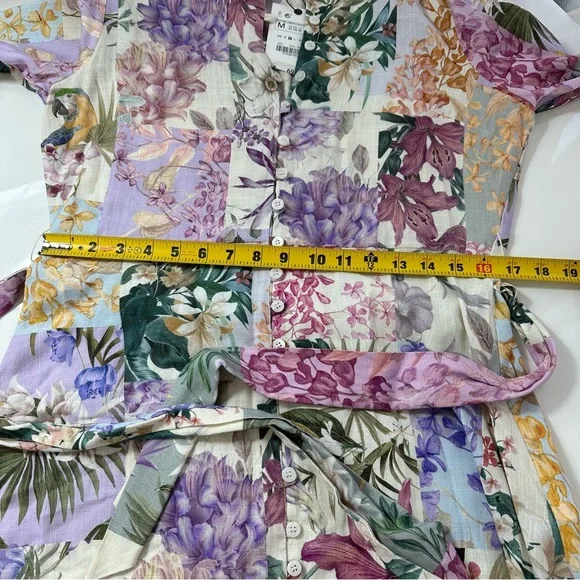 ZARA mini dress BELTED FLORAL button up dress or tunic top simply CHIC BOHO M - Picture 8 of 15